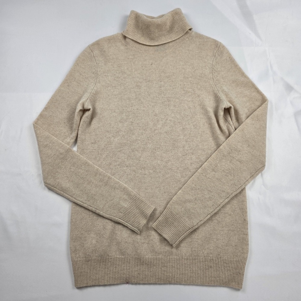 C By Bloomingdale's Cashmere Sweater Womens Small Beige Turtleneck Knit Pullover